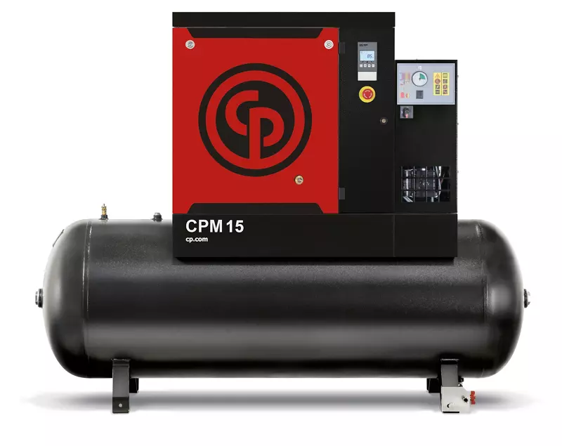 Compressor de ar industrial Chicago Pneumatic CPM 10 TD 7 380V com secador integrado e reservatório de 265L.