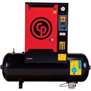 Compressor de ar parafuso Chicago Pneumatic 7,5 HP com reservatório de 240 litros, modelo Compressor Industrial CPM 10 TD 7 220V.