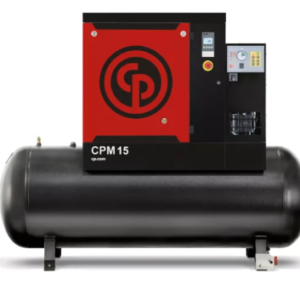 Imagem do Compressor de Ar CPM 15 TD 8 220V da Chicago Pneumatic, exibindo o equipamento para fins industriais, com foco em sua alta performance e eficiência energética.